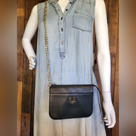 Gucci Bag Gucci Horseshoe Clutch 100% Authentic Black Leather Crossbody Bag - Picture 1 of 11